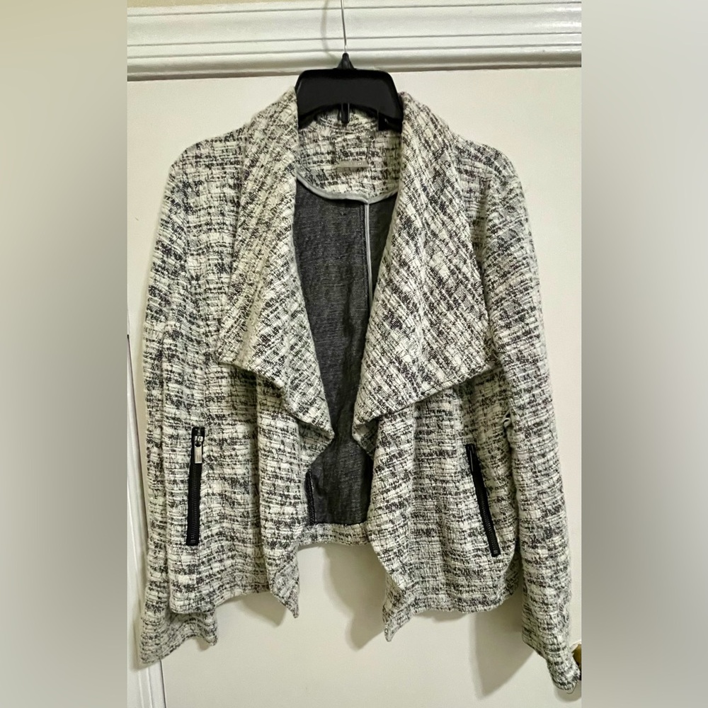 White House Black Market Women's Tweed Blazer - Black and White